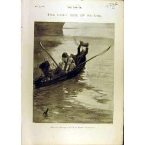  1897 Sketch Comedy Butter Fly Hives Boat Old Print