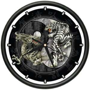  DRAGON Wall Clock yin yang chinese asian dragons gift 