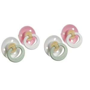   Center Silicone Pacifiers, 0+ Months, Pink & White, (2 PACK) Baby