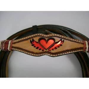  Mad Cow Metallic Red Winged Hear Rawhide Horse Bridle 