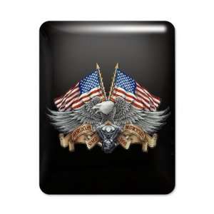  iPad Case Black Eagle American Flag and Motorcycle Engine 