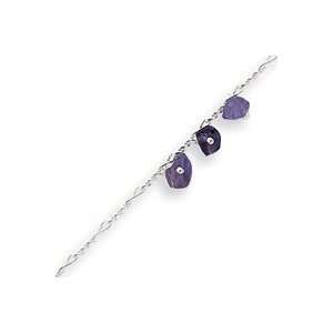   Inch Polished Amethyst Beaded Figaro Anklet   10 Inch West Coast