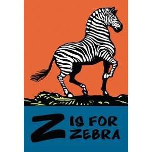  Vintage Art Z is for Zebra   12450 4