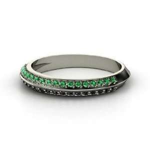  Full Frontal Pave Ring, 14K White Gold Ring with Black 