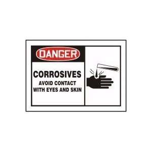 DANGER CORROSIVES AVOID CONTACT WITH EYES AND SKIN (W/GRAPHIC) Sign 