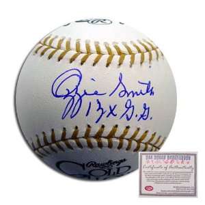  Autographed Ozzie Smith Ball   Gold Glove 13x GG 