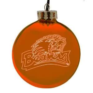  Pack of 2 NCAA Oregon State Beavers Glass Ball Christmas 