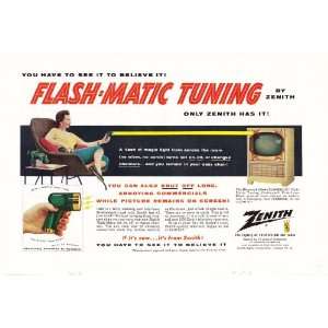   Zenith Flashmatic Tuning Remote Control Original Vintage TV Print Ad