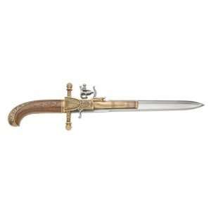  Hunting Flintlock Dagger Pistol with Wood Grips Sports 