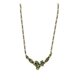  Olivine/Green AB Crys Butterfly 16w/Ext Necklace Jewelry