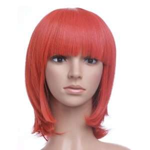  Orange Red Shoulder Length Hair Anime Cosplay Costume Wig 