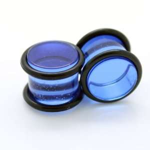  Blue Acrylic Plain UV Double O Ring Ear Gauges Plugs ~ 11 