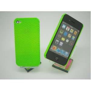 Apple iPhone 4 4S Light Green Perforated Net Hard Case Cover + Free 