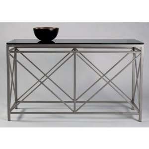   Console Table Table Top Black Glass (as shown), Metal Finish Pewter
