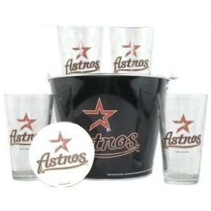 Houston Astros Pint Glasses and Beer Bucket Set  MLB Houston Astros 