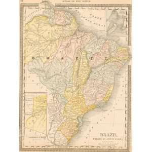   1883 Antique Map of Brazil, Paraguay & Guayana