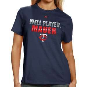   Twins Ladies Navy Blue Well Played Mauer T shirt