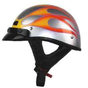   Mens Vega XTS Orange Flame/Silver Half Helmet. 7235 Automotive
