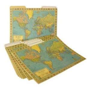  Cavallini Decorative File Folders World Map Office 