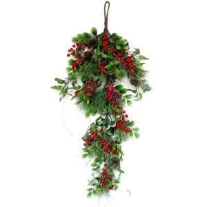  Christmas Berry And Pinecone Teardrop Swag 36