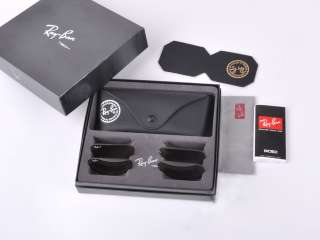 New Ray Ban Sunglasses RB 3460 002/71 size 56 Black 3 Lens Flip Out 