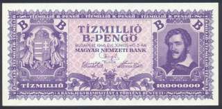 Hungary 10 millio B. Pengo 1946 UNC  