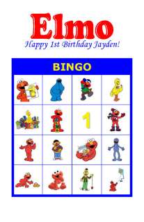 Elmo Birthday Party Game Bingo Cards  
