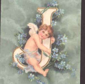 CLAPSADDLE ALPHABET ANGEL,CHERUB,REPRODUCTION CARD  