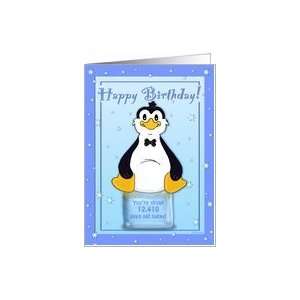  34th Birthday   Penguin on Ice Cool Birthday Facts Card 