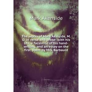   and an essay on the first poem by Mrs. Barbauld Mark Akenside Books