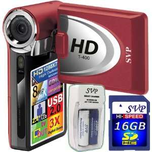  SVP T400 Red 1280x720p True HD Camcorder with 2.4 LCD (SVP 