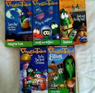 VeggieTales VHS Lot Toy Christmas, Larry Boy, Ester, Josh and Neighbor 