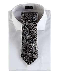 Ike Behar Paisley Woven Tie, Black  