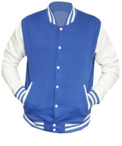 Unisex Letterman Varsity Baseball Jacket Royal Blue  