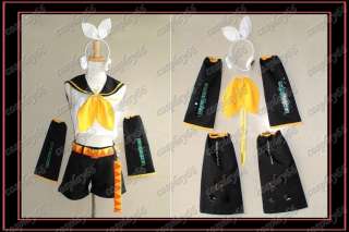 Vocaloid 2 Rin Kagamine Cosplay Costume + leggings sleeves Custom Any 