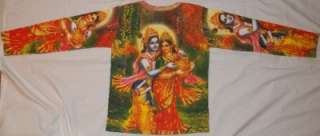 Radha Krsna Krishna Red Green God Indian Woman T Shirt Top S 32  