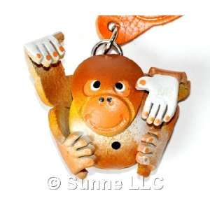 Orangutan Monkey APE 3d Leather Animal Key Chain (Khou 01001 org brn 