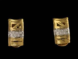 Roberto Coin Elephant Skin 18k Gold YG Diamond Earrings  