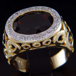 Natural Topaz Diamonds 14k Solid Gold Mens Ring r00027  