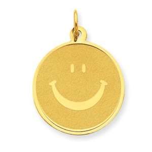   Solid Polished Smiley Face Pendant   Measures 26.3x19.3mm   JewelryWeb