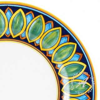 Set of 4 Handmade Geometric Soup Pasta Plates Deruta  