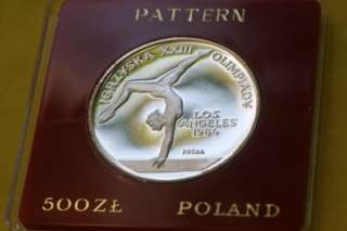 Olympic Games Los Angeles SILVER 500 zlotych PROBA (1983) + red case 