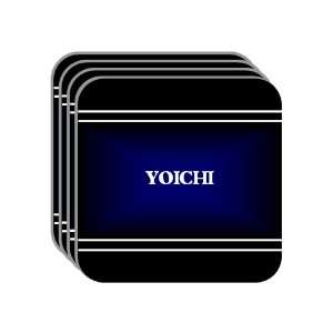 Personal Name Gift   YOICHI Set of 4 Mini Mousepad Coasters (black 