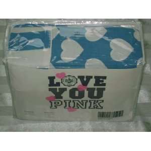  Victorias Secret PINK Hearts & Stripes Blue Bedding 