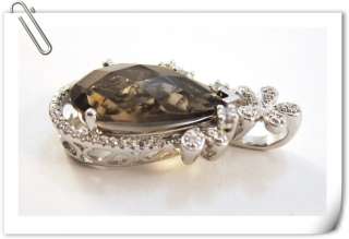 925 Sterling Heart Citrine Zircon Pendant & FREE Silver Necklace 
