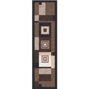Milliken Pastiche Bloques Brown Leather Contemporary Runner   7424C 