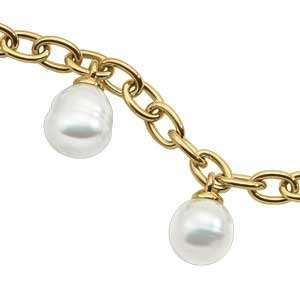   Yellow Gold South Sea Cultured Pearl Bracelet. 8 1/2 Inch South Sea