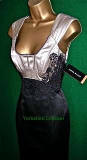 KAREN MILLEN £190 Black Silk Embroidered Pencil Dress  