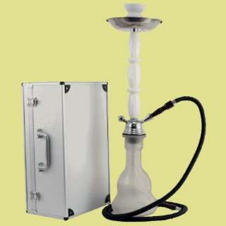  28 1 Hose Marble Shaft Hookah White w/ Case Everything 