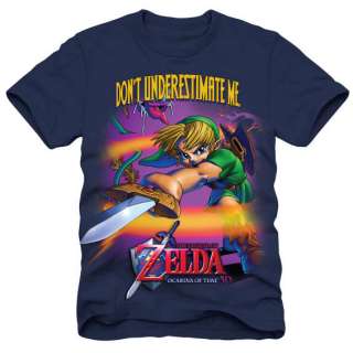 The Legend of Zelda Ocarina of Time 3D Men Anime T shirt (Navy Blue 